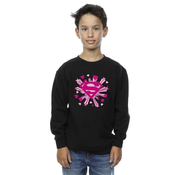 DC Comics Boys Superman Pink Hearts And Stars Logo Sweatshirt