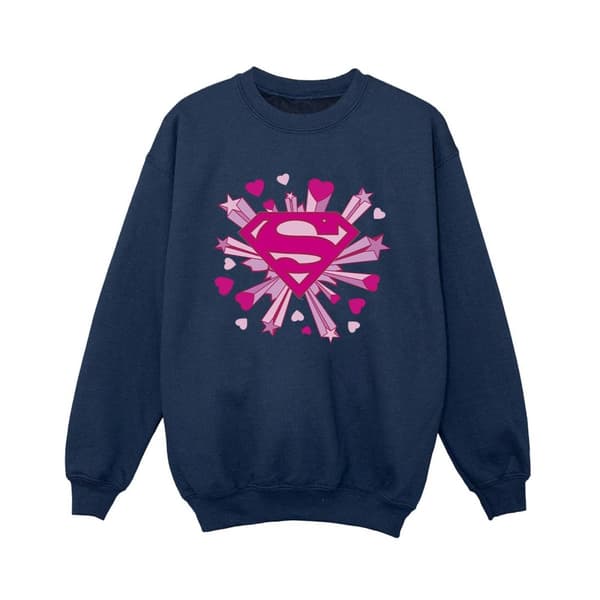 DC Comics Pojkar Superman Rosa Hjärtan Och Stjärnor Logo Sweatshirt