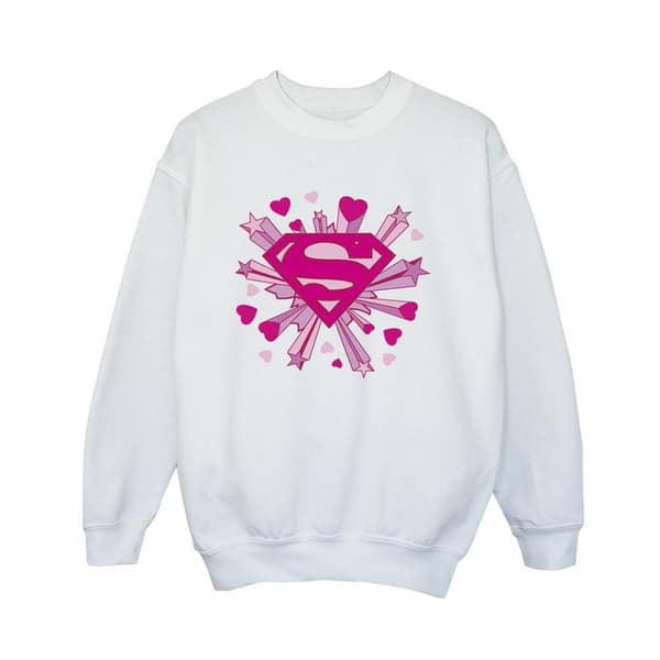 DC Comics Pojkar Superman Rosa Hjärtan Och Stjärnor Logo Sweatshirt