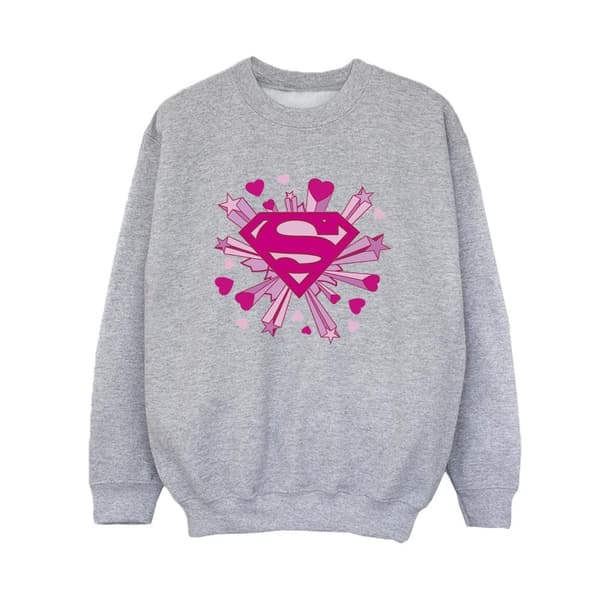 DC Comics Pojkar Superman Rosa Hjärtan Och Stjärnor Logo Sweatshirt