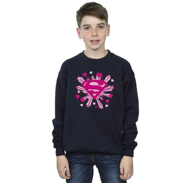 DC Comics Pojkar Superman Rosa Hjärtan Och Stjärnor Logo Sweatshirt
