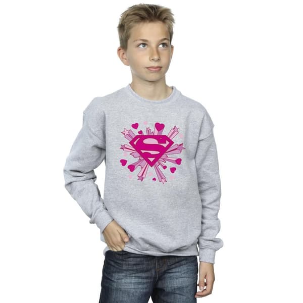 DC Comics Pojkar Superman Rosa Hjärtan Och Stjärnor Logo Sweatshirt