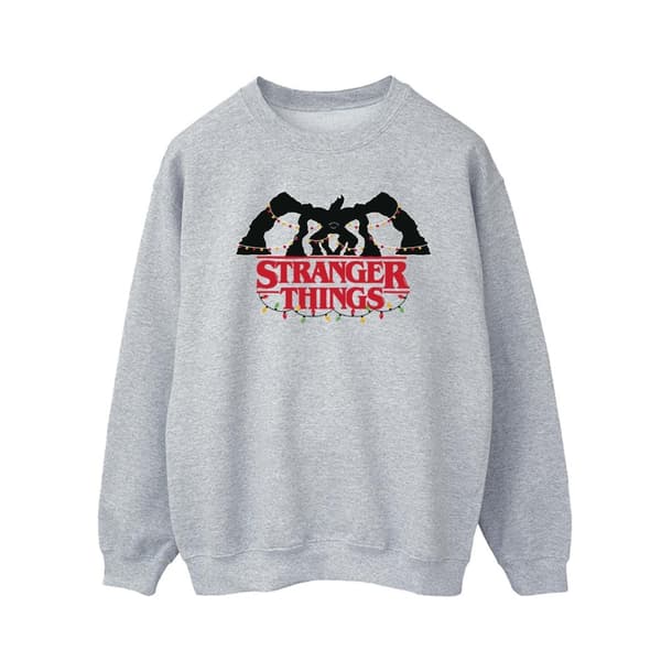 Netflix Mens Stranger Things Demogorgon Christmas Lights Sweatshirt