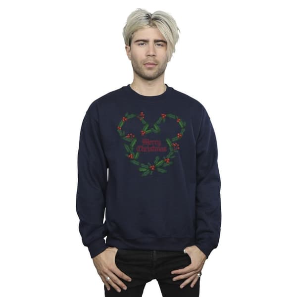 Disney Mens Musse Pigg God Jul Holly Sweatshirt