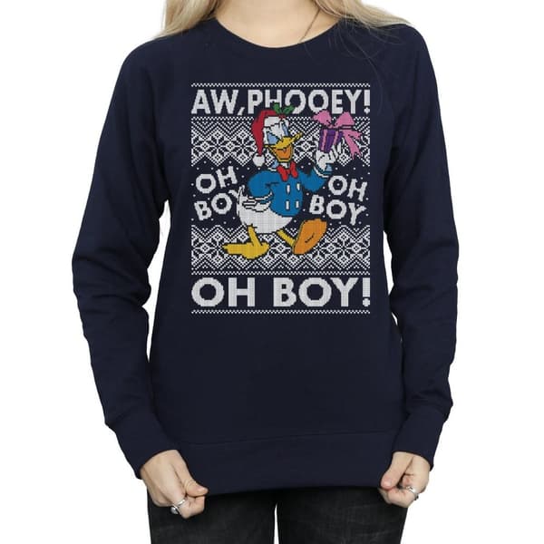 Disney Womens/Ladies Donald Duck Christmas Fair Isle Sweatshirt