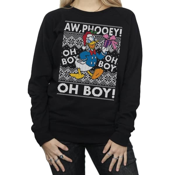 Disney Womens/Ladies Donald Duck Christmas Fair Isle Sweatshirt