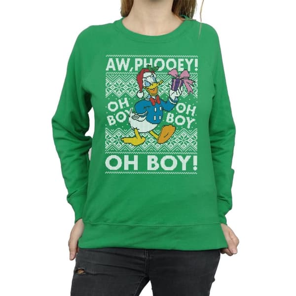 Disney Womens/Ladies Donald Duck Christmas Fair Isle Sweatshirt