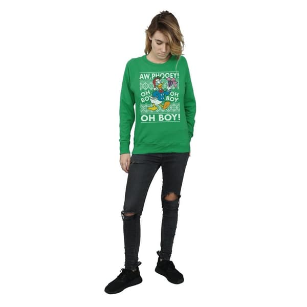 Disney Womens/Ladies Donald Duck Christmas Fair Isle Sweatshirt