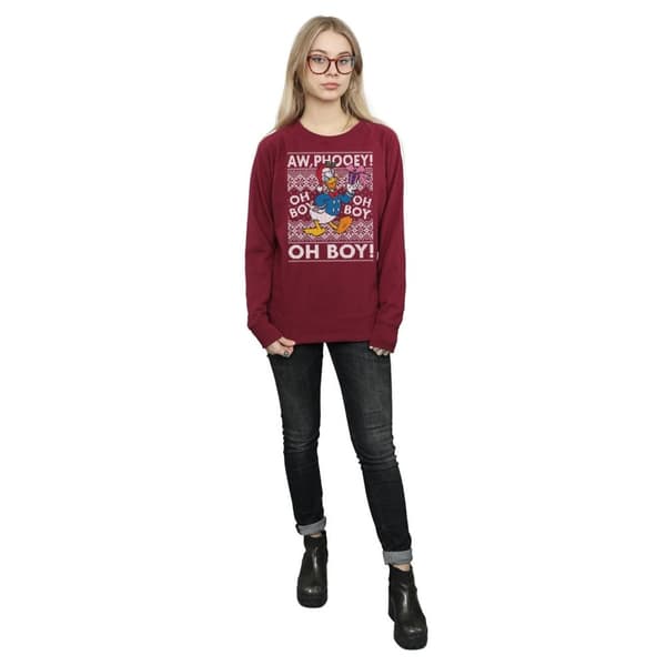 Disney Womens/Ladies Donald Duck Christmas Fair Isle Sweatshirt