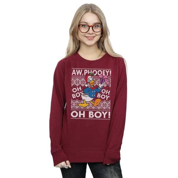 Disney Womens/Ladies Donald Duck Christmas Fair Isle Sweatshirt