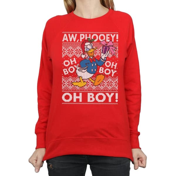 Disney Womens/Ladies Donald Duck Christmas Fair Isle Sweatshirt