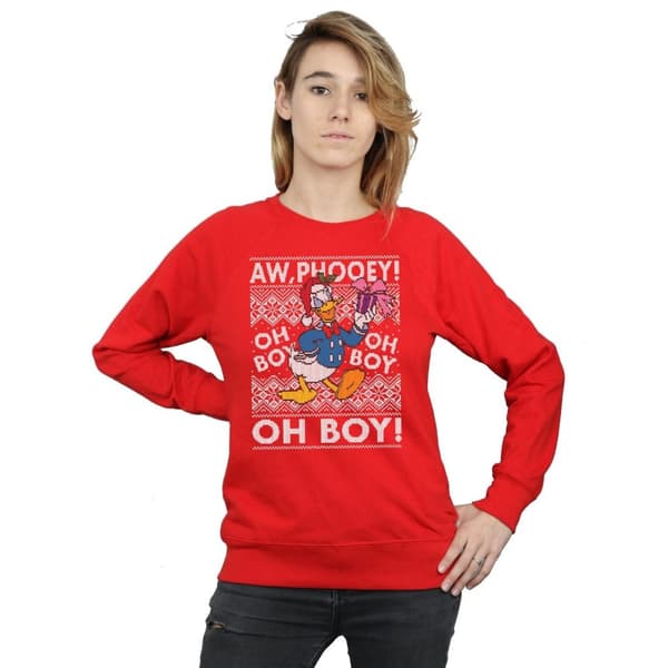 Disney Womens/Ladies Donald Duck Christmas Fair Isle Sweatshirt