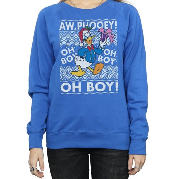 Disney Womens/Ladies Donald Duck Christmas Fair Isle Sweatshirt
