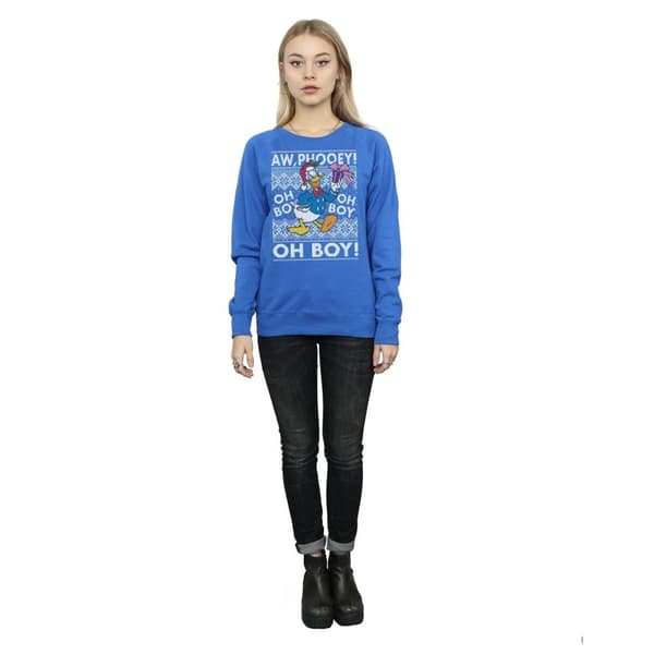 Disney Womens/Ladies Donald Duck Christmas Fair Isle Sweatshirt