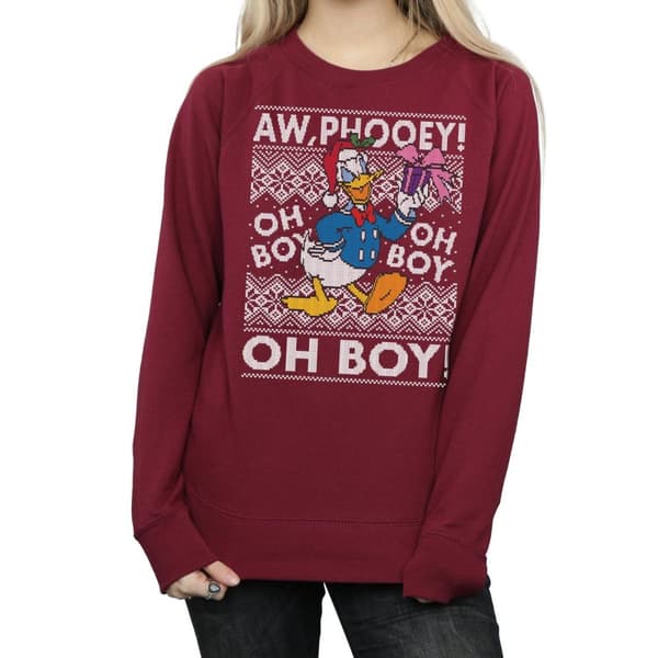 Disney Womens/Ladies Donald Duck Christmas Fair Isle Sweatshirt