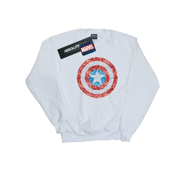 Marvel Boys Captain America Pixelated Shield Sweatshirt White 5-6 Years