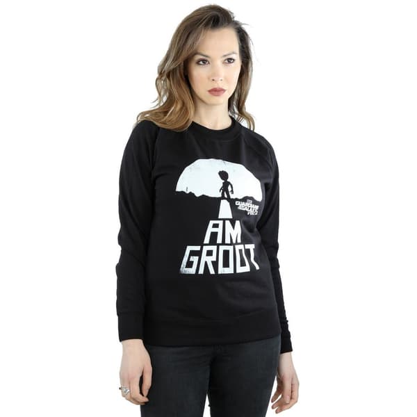 Marvel Dam/Tjej Guardians Of The Galaxy I Am Groot Vit Sweatshirt Black XL