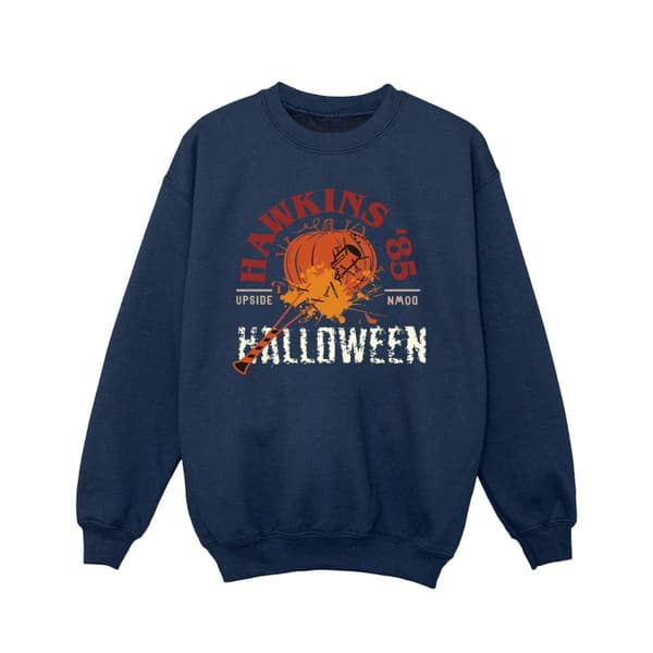 Netflix Stranger Things Hawkins Halloween-tröja för flickor Navy Blue 12-13 Years
