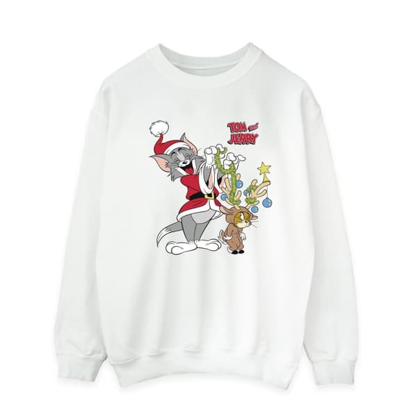 Tom & Jerry Mens Christmas Reindeer Sweatshirt White 5XL