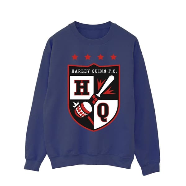 Justice League Mens Harley Quinn FC Pocket Sweatshirt Navy Blue S