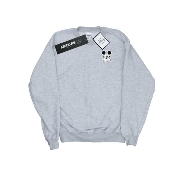 Disney Girls Mickey Mouse Dont Speak Breast Print Sweatshirt Sports Grey 7-8 Years