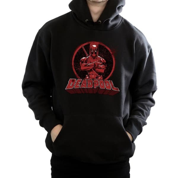 Marvel Mens Deadpool Crossed Arms Logo Hoodie