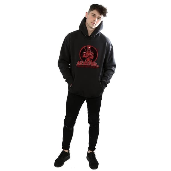 Marvel Mens Deadpool Crossed Arms Logo Hoodie