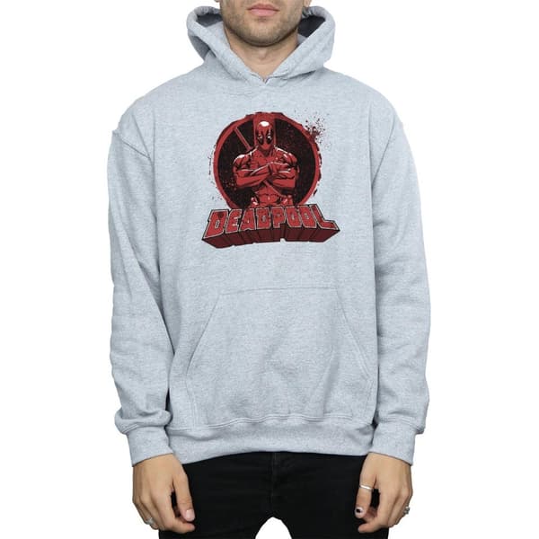 Marvel Mens Deadpool Crossed Arms Logo Hoodie