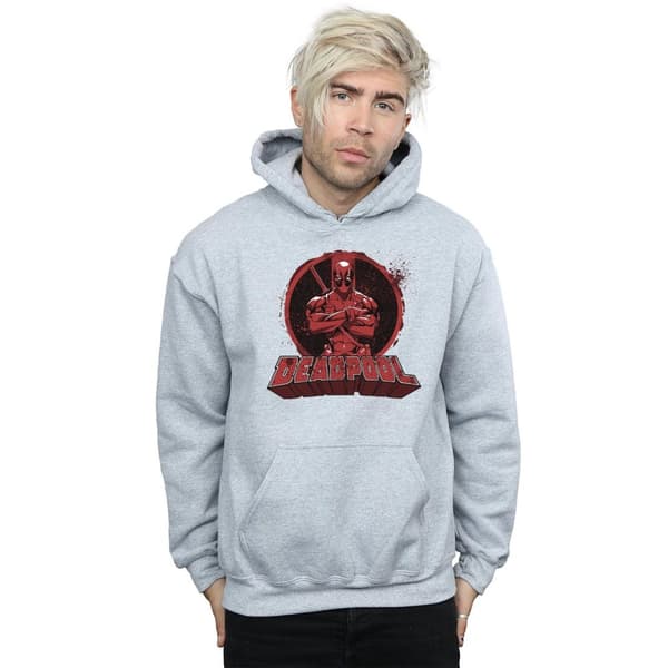 Marvel Mens Deadpool Crossed Arms Logo Hoodie