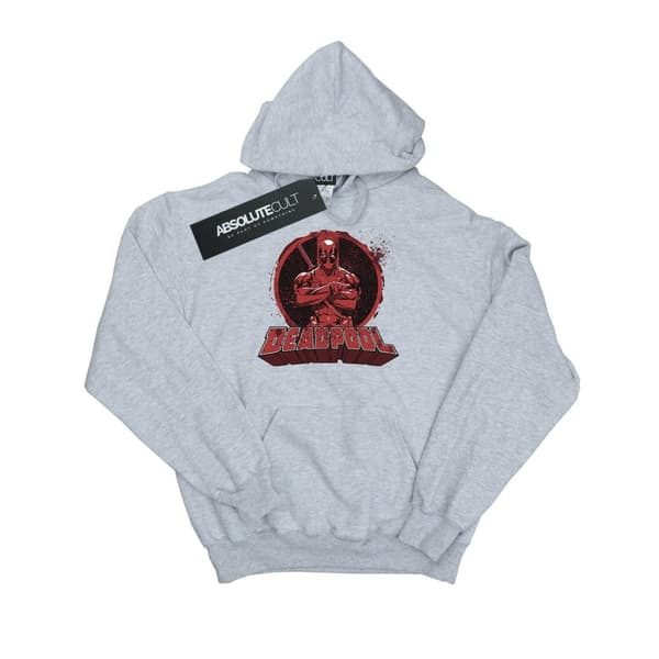 Marvel Mens Deadpool Crossed Arms Logo Hoodie