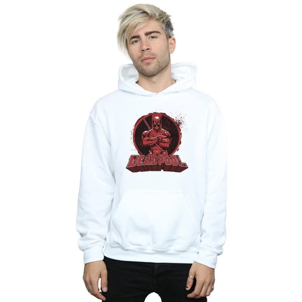 Marvel Mens Deadpool Crossed Arms Logo Hoodie