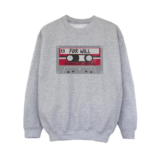 Netflix Boys Stranger Things Cassette For Will Sweatshirt Sports Grey 12-13 Years