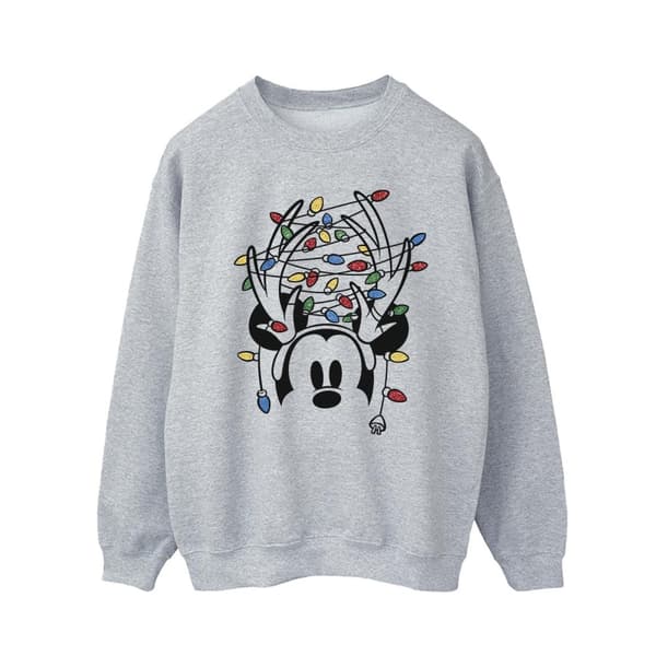 Disney Mens Mickey Mouse Christmas Head Lights Sweatshirt