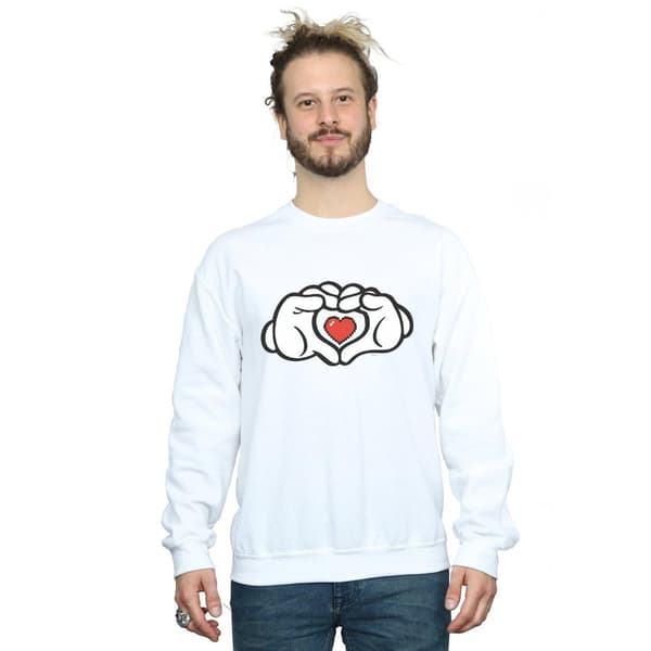 Disney Mens Mickey Mouse Heart Hands Sweatshirt