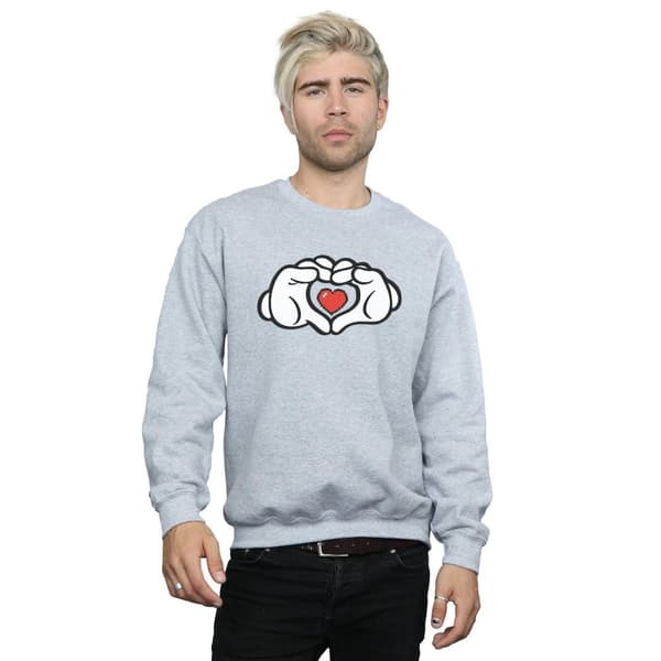 Disney Mens Mickey Mouse Heart Hands Sweatshirt