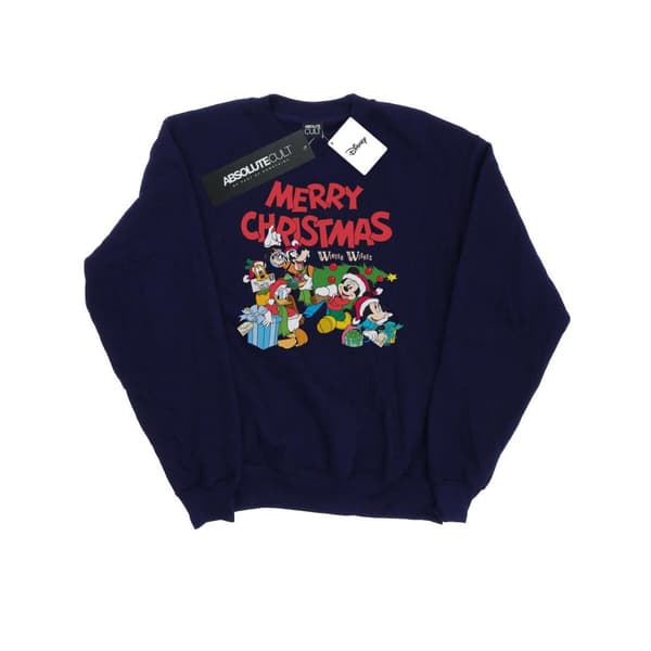 Disney Mens Mickey And Friends Winter Wishes Sweatshirt Navy Blue 5XL