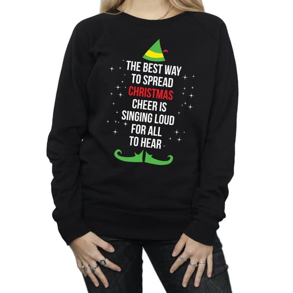 Elf Sweatshirt med text för julglädje för kvinnor/damer