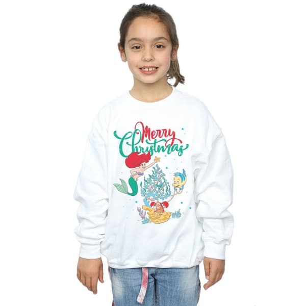 Disney Girls Princess Ariel Merry Christmas Sweatshirt