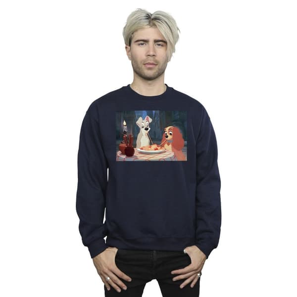 Disney Mens Lady And The Tramp Spaghetti Photo Sweatshirt