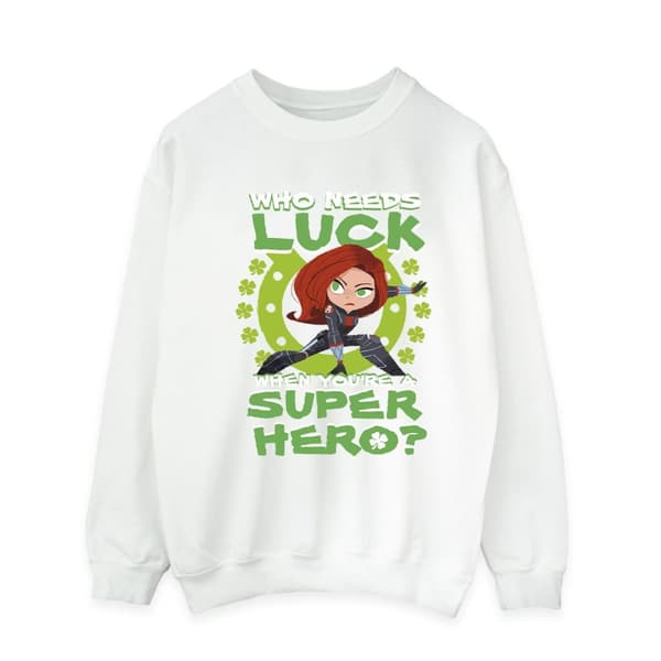 Marvel Mens St Patrick´s Day Black Widow Luck Sweatshirt