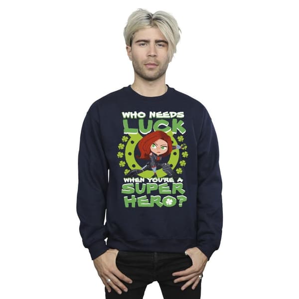 Marvel Mens St Patrick´s Day Black Widow Luck Sweatshirt