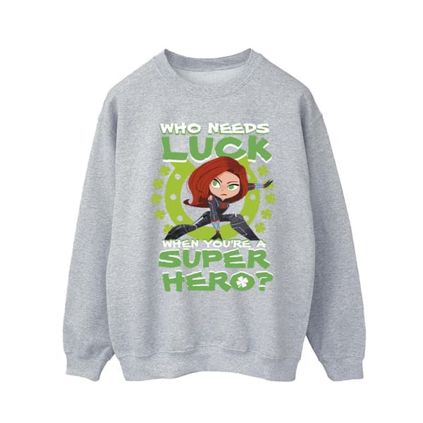 Marvel Mens St Patrick´s Day Black Widow Luck Sweatshirt