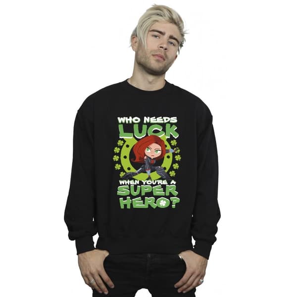 Marvel Mens St Patrick´s Day Black Widow Luck Sweatshirt