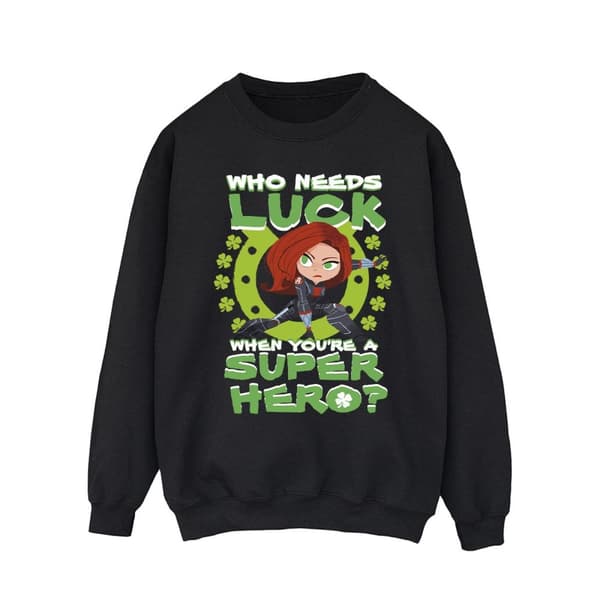 Marvel Mens St Patrick´s Day Black Widow Luck Sweatshirt