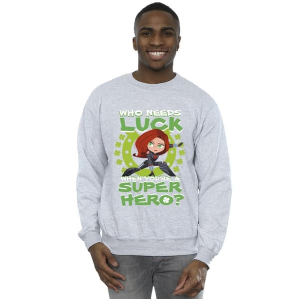 Marvel Mens St Patrick´s Day Black Widow Luck Sweatshirt