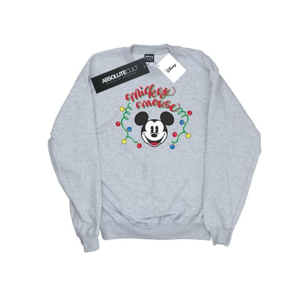 Disney Mens Mickey Mouse Christmas Light Bulbs Sweatshirt