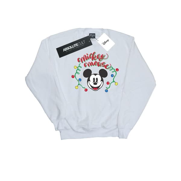 Disney Mens Mickey Mouse Christmas Light Bulbs Sweatshirt