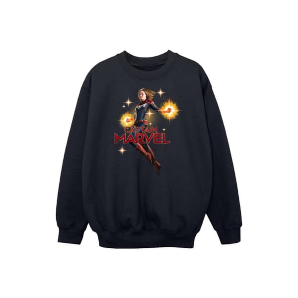 Marvel Girls Captain Marvel Carol Danvers Sweatshirt Black 7-8 Years