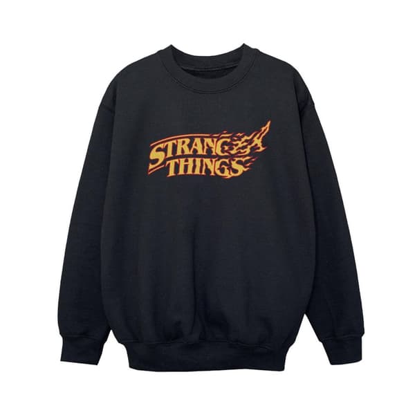 Netflix Boys Stranger Things Logo Breaking Sweatshirt Black 7-8 Years