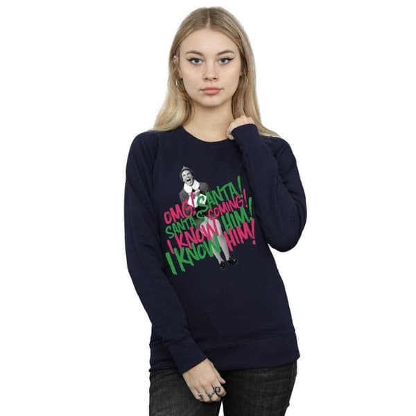 Elf Dam/kvinnor Santa´s Coming Sweatshirt